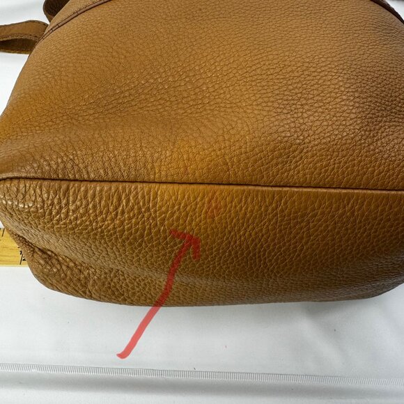 Fossil Vickery Tan Drawstring Satchel/Top Handle Leather Shoulder Crossbody READ - Picture 8 of 16